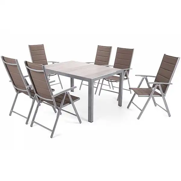 Алюмінієві садові меблі Capri 145 см Silver / Light Grey Ibiza Silver / Taupe 6+1