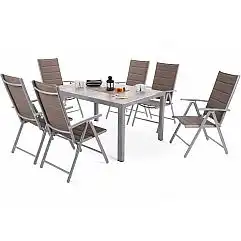 Алюмінієві садові меблі Capri 145 см Silver / Light Grey Ibiza Silver / Taupe 6+..