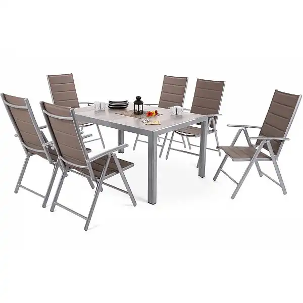 Алюмінієві садові меблі Capri 145 см Silver / Light Grey Ibiza Silver / Taupe 6+1