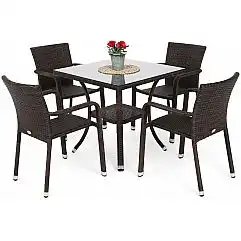 Садові меблі з техноротангу Sumba Square Brown 4+1
