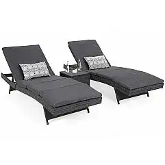 Комплект садовых шезлонгов из техноротанга  Bora Bora Grey / Grey Melange со сто..