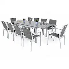Алюмінієві садові меблі Venosa Silver / Grey 10+1