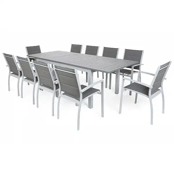 Алюмінієві садові меблі Venosa Silver / Grey 10+1