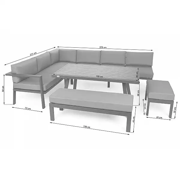 Кутові алюмінієві садові меблі Galapagos Grey / Window Grey