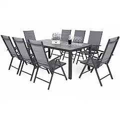 Алюмінієві садові меблі Ibiza 185 см Grey / Window Grey 8+1