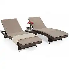Набір садових шезлонгів Bora Bora Brown Mat / Brown Melange з техноротангу зі ст..