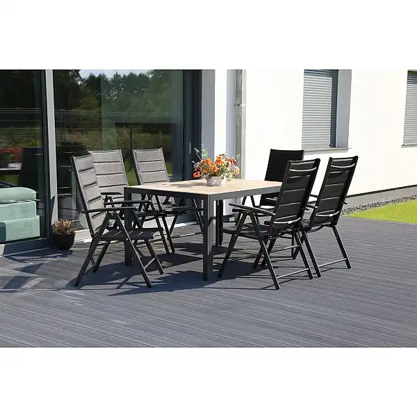 Алюмінієві садові меблі Capri 145 см Black / Sand Ibiza Black / Black 6+1