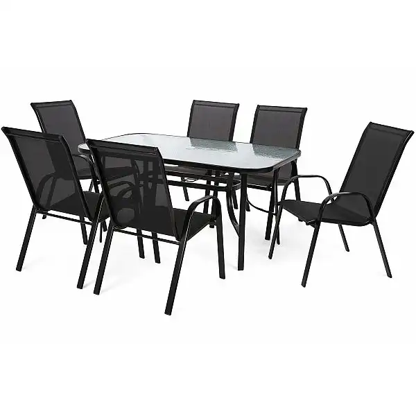 Садові меблі Sevilla металеві 145 см Black / Black 6+1
