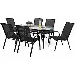 Садові меблі Sevilla металеві 145 см Black / Black 6+1