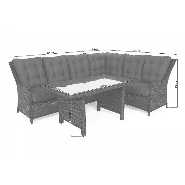 Правий кутовий диван техноротанг Alicante Light Gray / Grey Melange