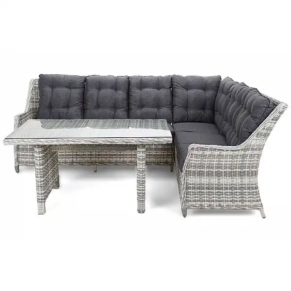 Правий кутовий диван техноротанг Alicante Light Gray / Grey Melange