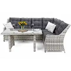 Правий кутовий диван техноротанг Alicante Light Gray / Grey Melange