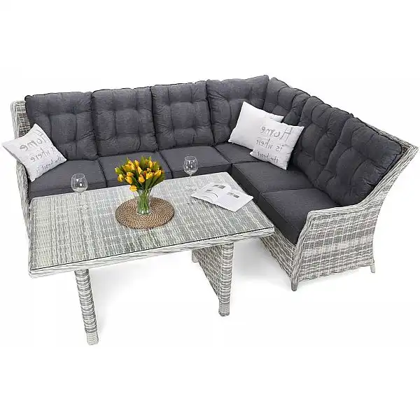 Правий кутовий диван техноротанг Alicante Light Gray / Grey Melange