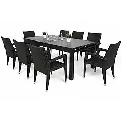 Комплект садових меблів Salerno Dark Grey 8+1 з алюмінію