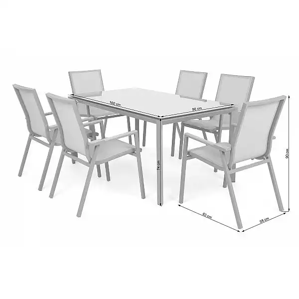 Алюмінієві садові меблі Atella Silver / Grey 6+1
