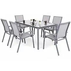 Алюмінієві садові меблі Atella Silver / Grey 6+1