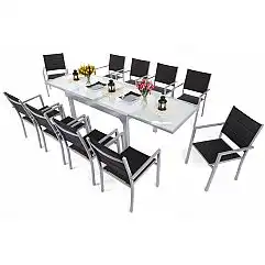 Алюмінієві садові меблі Orlando Silver / Black 10+1