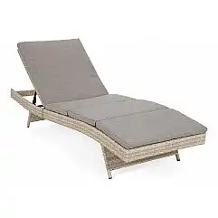 Садовий шезлонг з техноратангу Bora Bora Beige / Beige Melange з подушкою