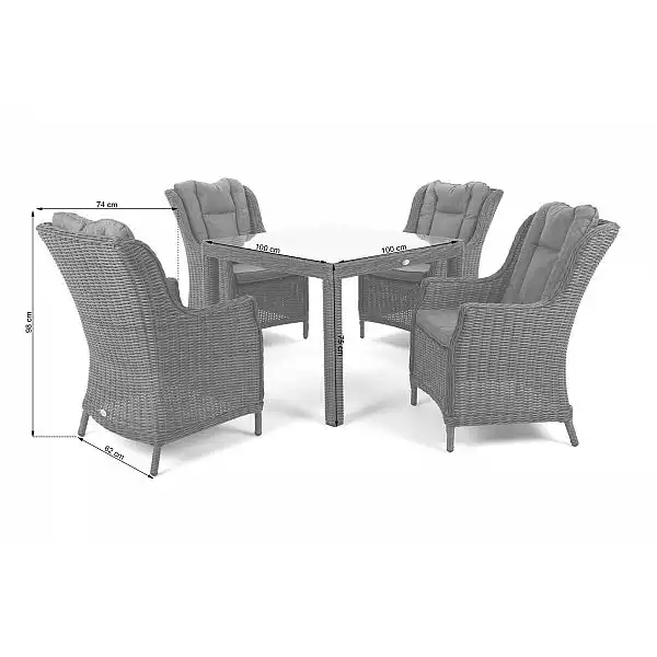 Садові меблі з техноратанга Bristol Square Light Grey / Grey Melange 4+1