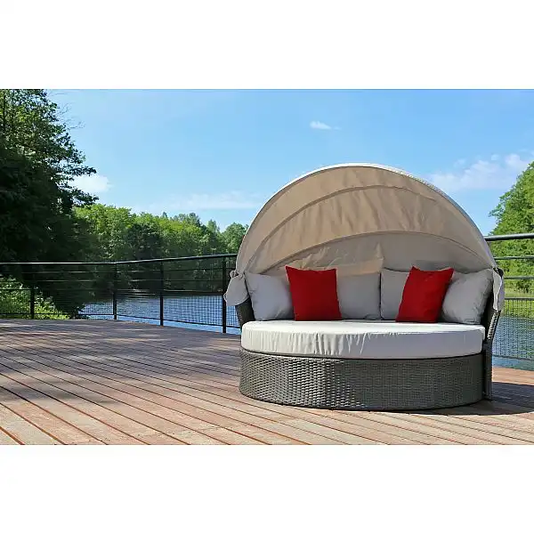 Садовий диван Сідней світло-сірий / сірий меланж з балдахіном