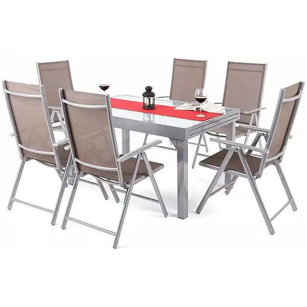 Алюмінієві садові меблі Orlando Basic Silver / Taupe 6+1
