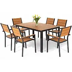 Алюмінієві садові меблі Salvador Black / Teak 6+1