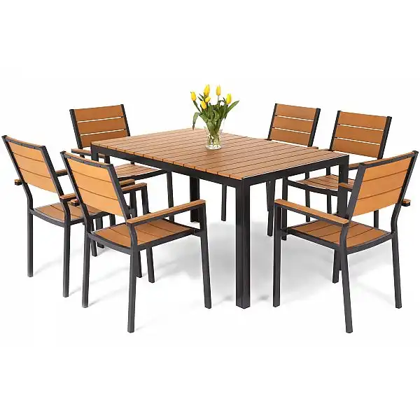 Алюмінієві садові меблі Salvador Black / Teak 6+1