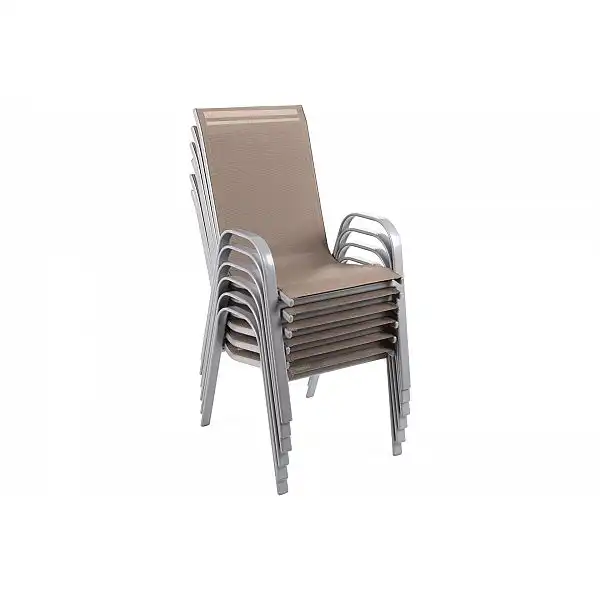 Металеві садові меблі Sevilla 150 см Silver / Taupe 6+1 з кріслом Sevilla Black / Grey Melange