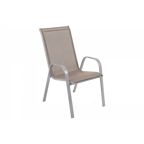 Металеві садові меблі Sevilla 150 см Silver / Taupe 6+1 з кріслом Sevilla Black / Grey Melange