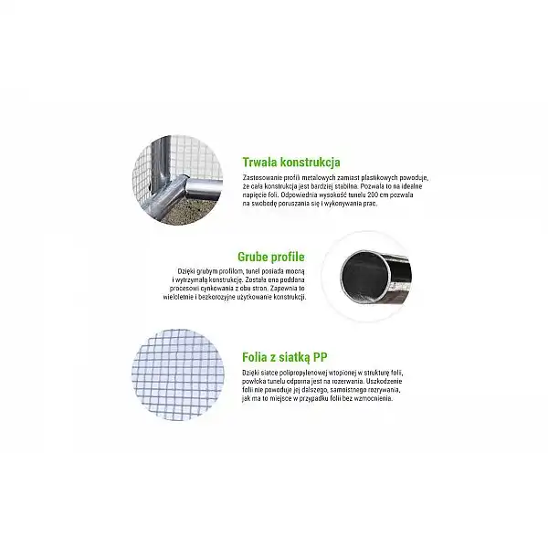 Фольгированный туннель 250 x 500 см (12,5 м²) каркас + белая фольга