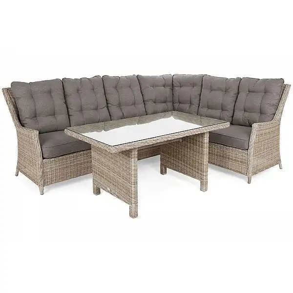 Правий кутовий диван із техноротангу Alicante Beige / Beige Melange