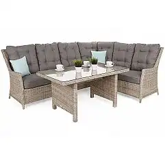 Правий кутовий диван із техноротангу Alicante Beige / Beige Melange