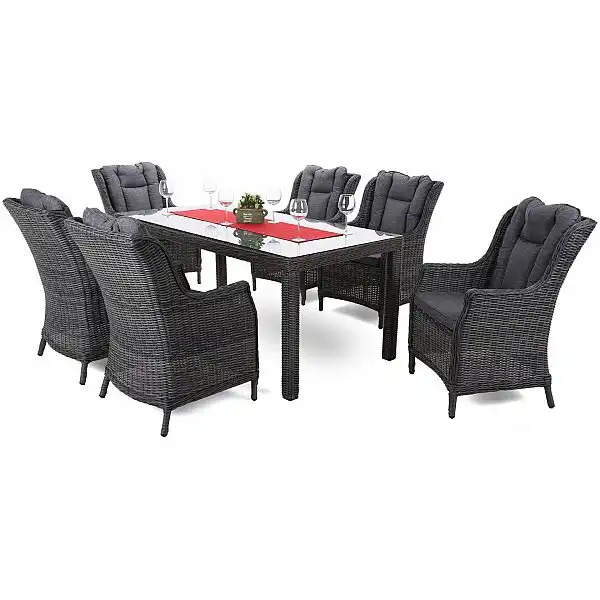 Садові меблі з техноротангу Bristol 180 см Grey / Grey Melange 6+1