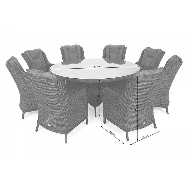 Садові меблі з техноротангу Bristol Round 180 см Grey / Grey Melange 8+1