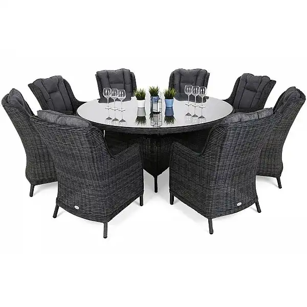 Садові меблі з техноротангу Bristol Round 180 см Grey / Grey Melange 8+1