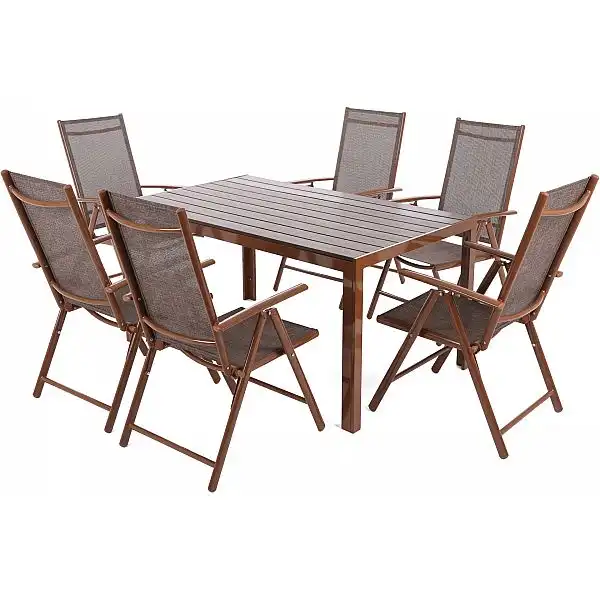 Алюмінієві садові меблі Ibiza 150 см Коричневий / Коричневий 6+1
