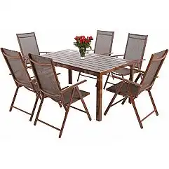Алюмінієві садові меблі Ibiza 150 см Коричневий / Коричневий 6+1