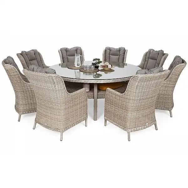 Садові меблі з техноротангу Bristol Round Elegant 180 см, Beige / Beige Melange 8+1