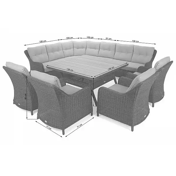 Кутові садові меблі техноротангу Windsor Grey / Grey Melange