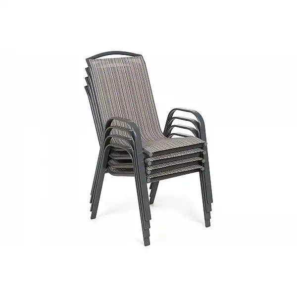 Садові меблі Sevilla металеві 150 см Atlanta Grey / Beige Striped 6+1 II. видів