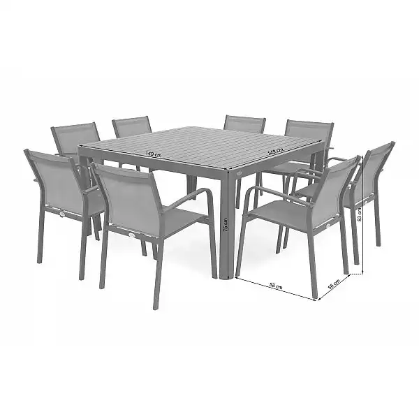Алюмінієві садові меблі Catania Square Grey / Window Grey 8+1 II. видів