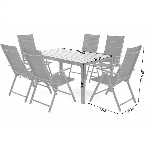 Садові меблі Ibiza алюмінієві 150 см Коричневий / Екрю 6+1