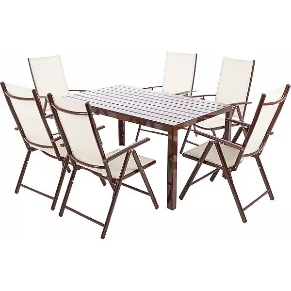 Садові меблі Ibiza алюмінієві 150 см Коричневий / Екрю 6+1