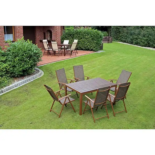 Садові меблі Ibiza алюмінієві 150 см Коричневий / Екрю 6+1