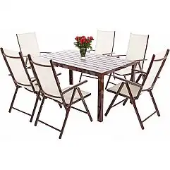 Садові меблі Ibiza алюмінієві 150 см Коричневий / Екрю 6+1