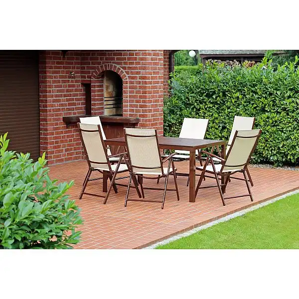 Садові меблі Ibiza алюмінієві 150 см Коричневий / Екрю 6+1