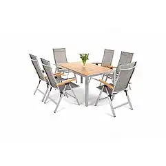 Алюмінієві садові меблі Florence Silver / Teak 6+1