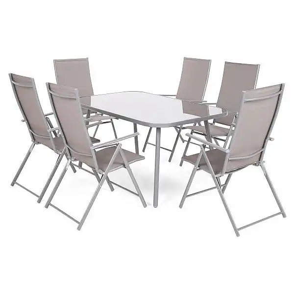 Садові меблі Casablanca металеві 150 см Silver / Taupe 6+1
