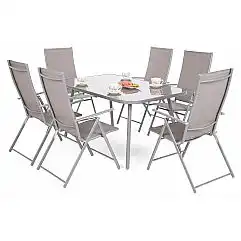 Садові меблі Casablanca металеві 150 см Silver / Taupe 6+1