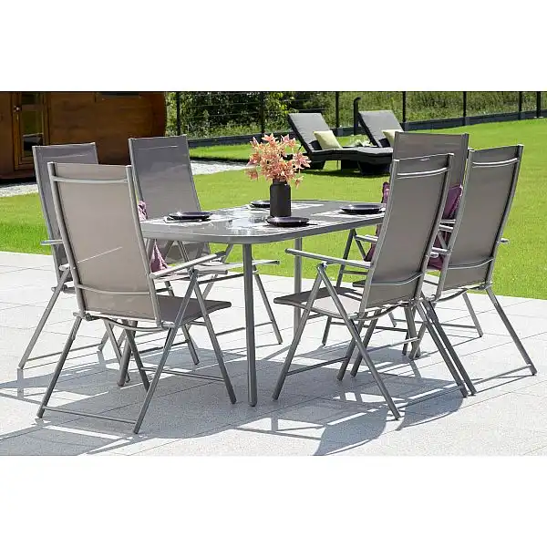 Садові меблі Casablanca металеві 150 см Silver / Taupe 6+1